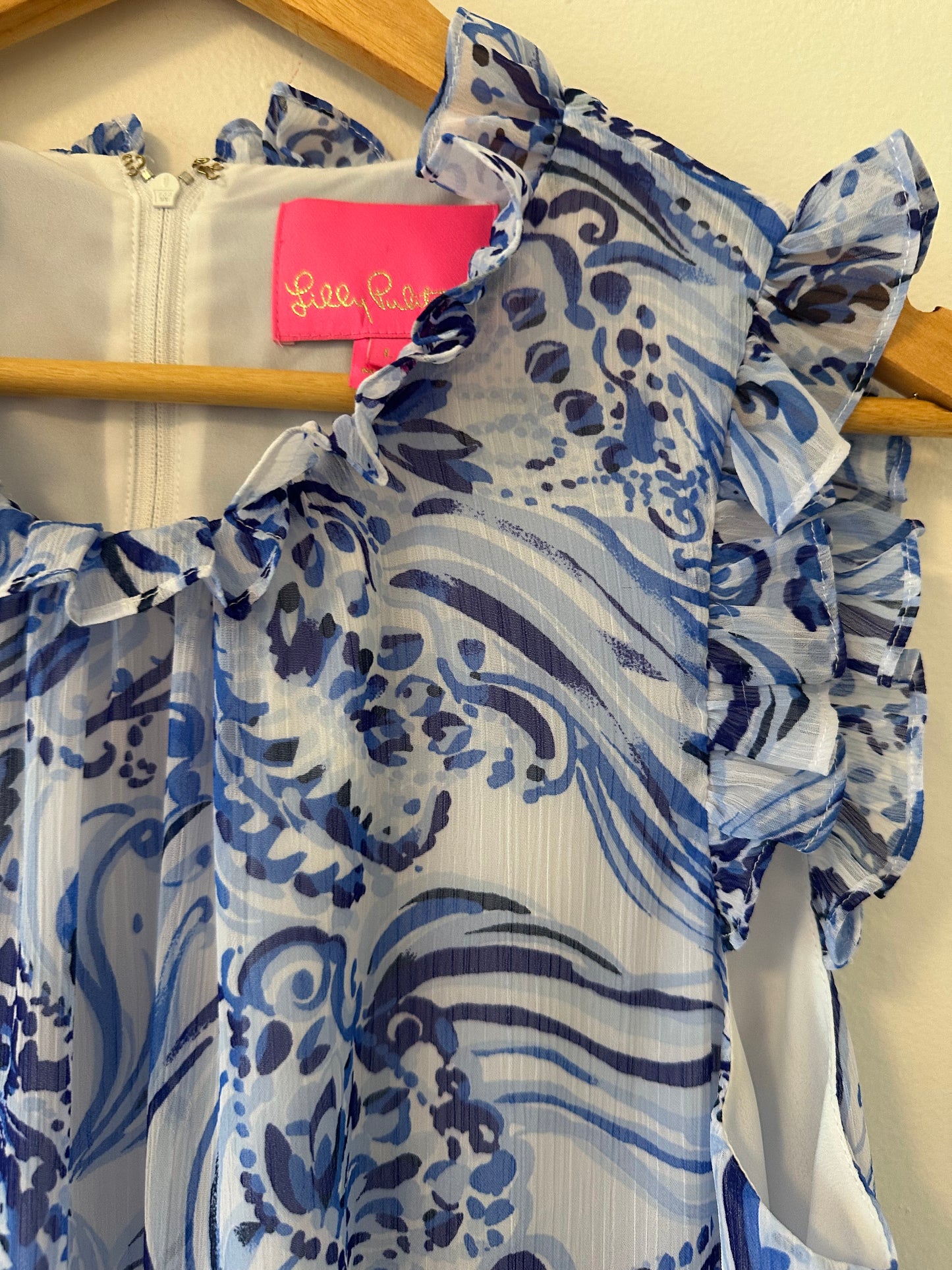 Lilly Pulitzer Jazzy Blue and White Sleeveless Dress - Size 10