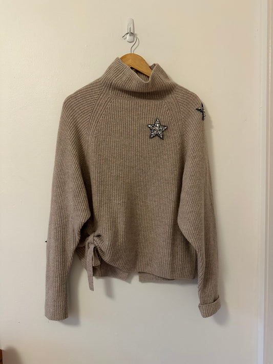 Never a Wallflower Seeing Stars Relaxed Fit Turtleneck Sweater | Size Large