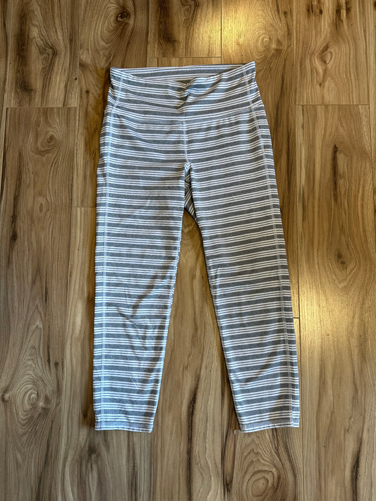 Athleta Gray and White Stripe Leggings Size Small