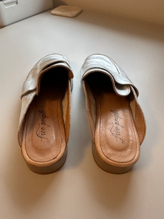 Free People At Ease Silver Metallic Women's Loafers | Size 38