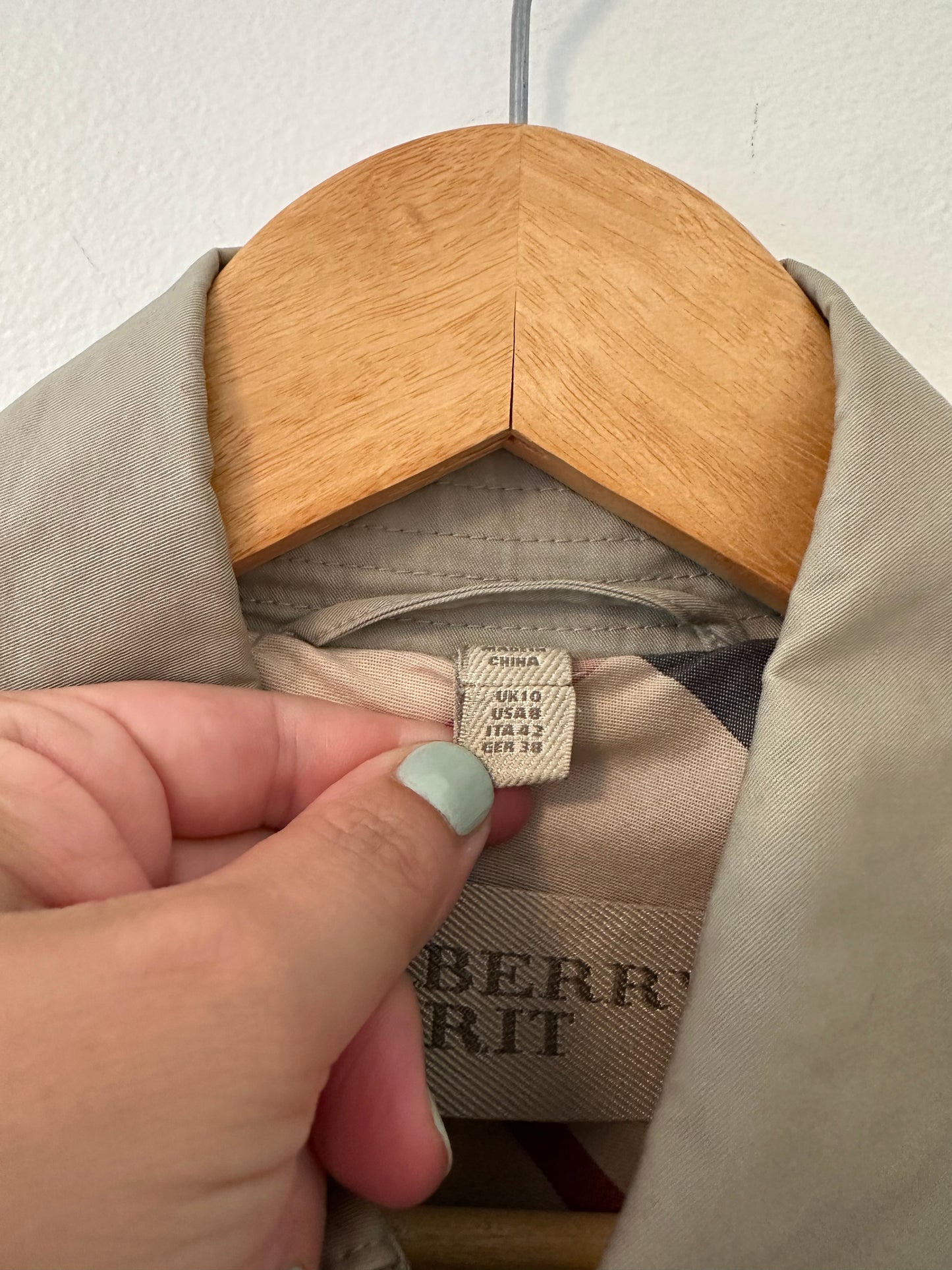 Burberry Brit Classic Tan Double-Breasted Cotton Women's Trench Coat Size 8