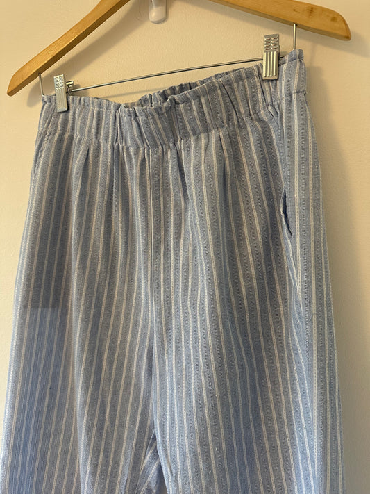 Cotton Bleu Striped Pants Size Medium
