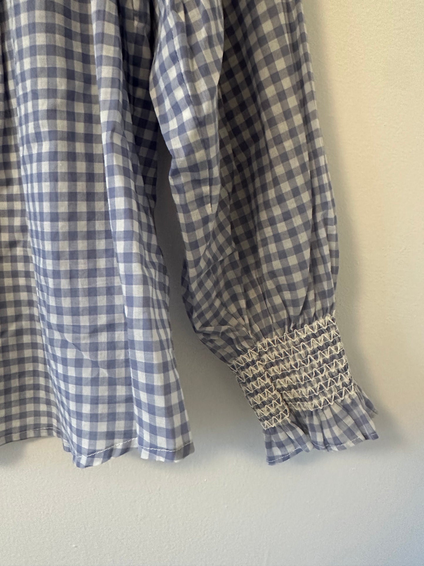 Rails Mariah Gingham Smocked Cotton Blouse in Carolina Gingham Size XS