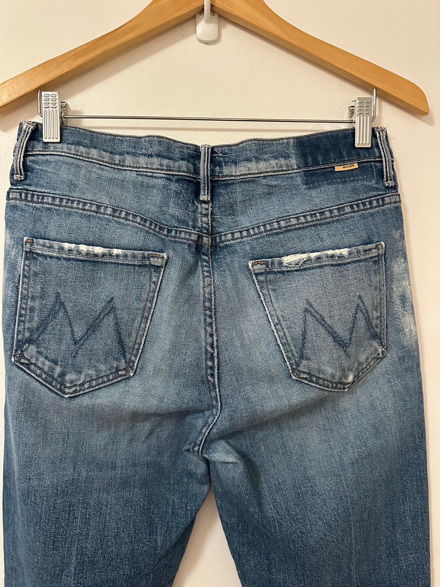 MOTHER The Insider Crop Step Chew Distressed Ankle Jeans | Size 29