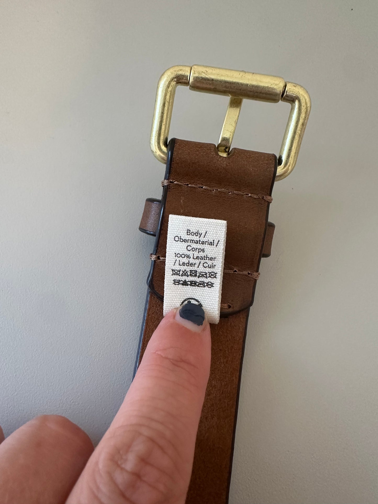 Boden Brown Leather Belt with Gold Buckle