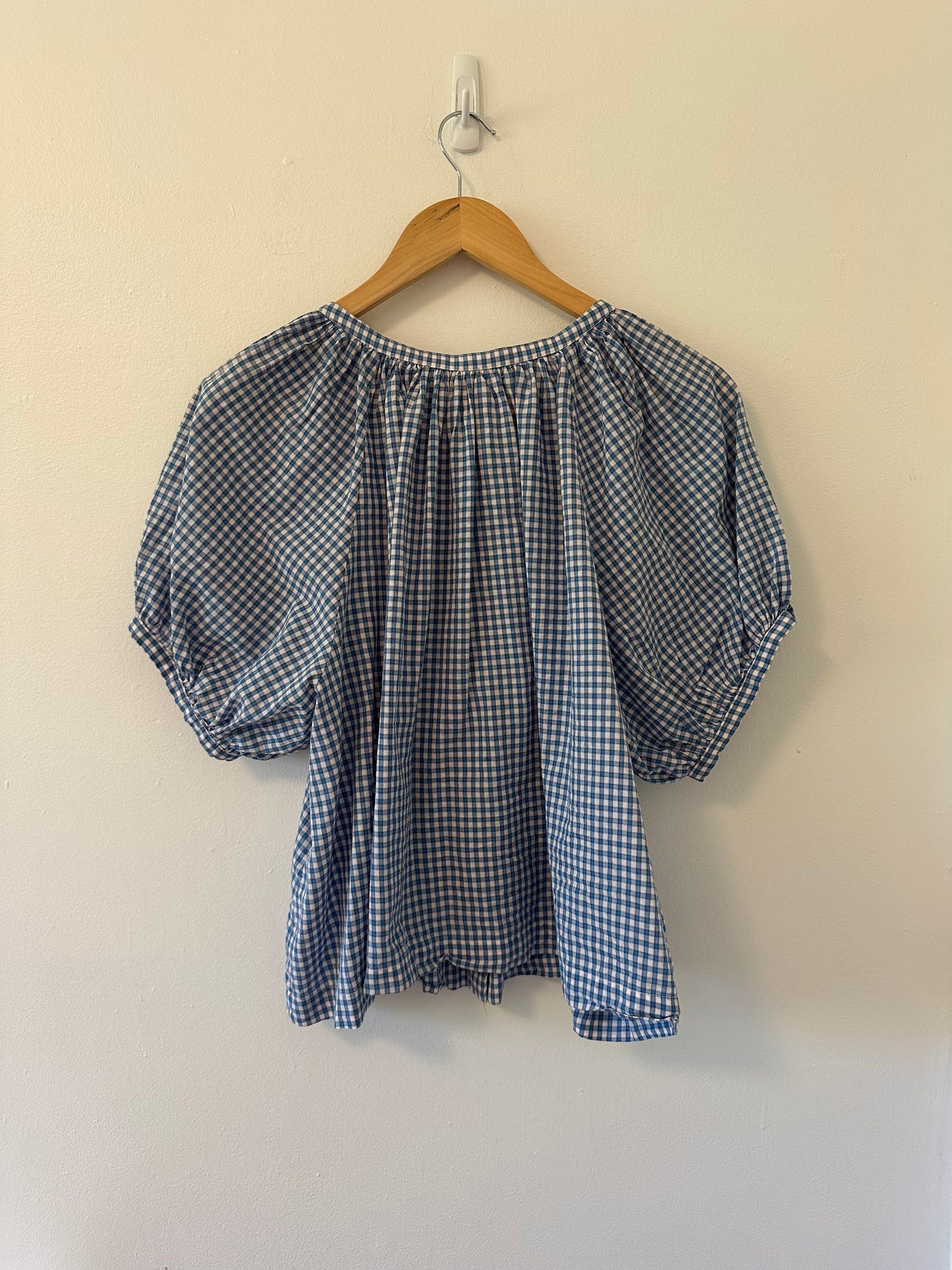 Doen June Gathered Gingham Organic Cotton Blouse - Size Small