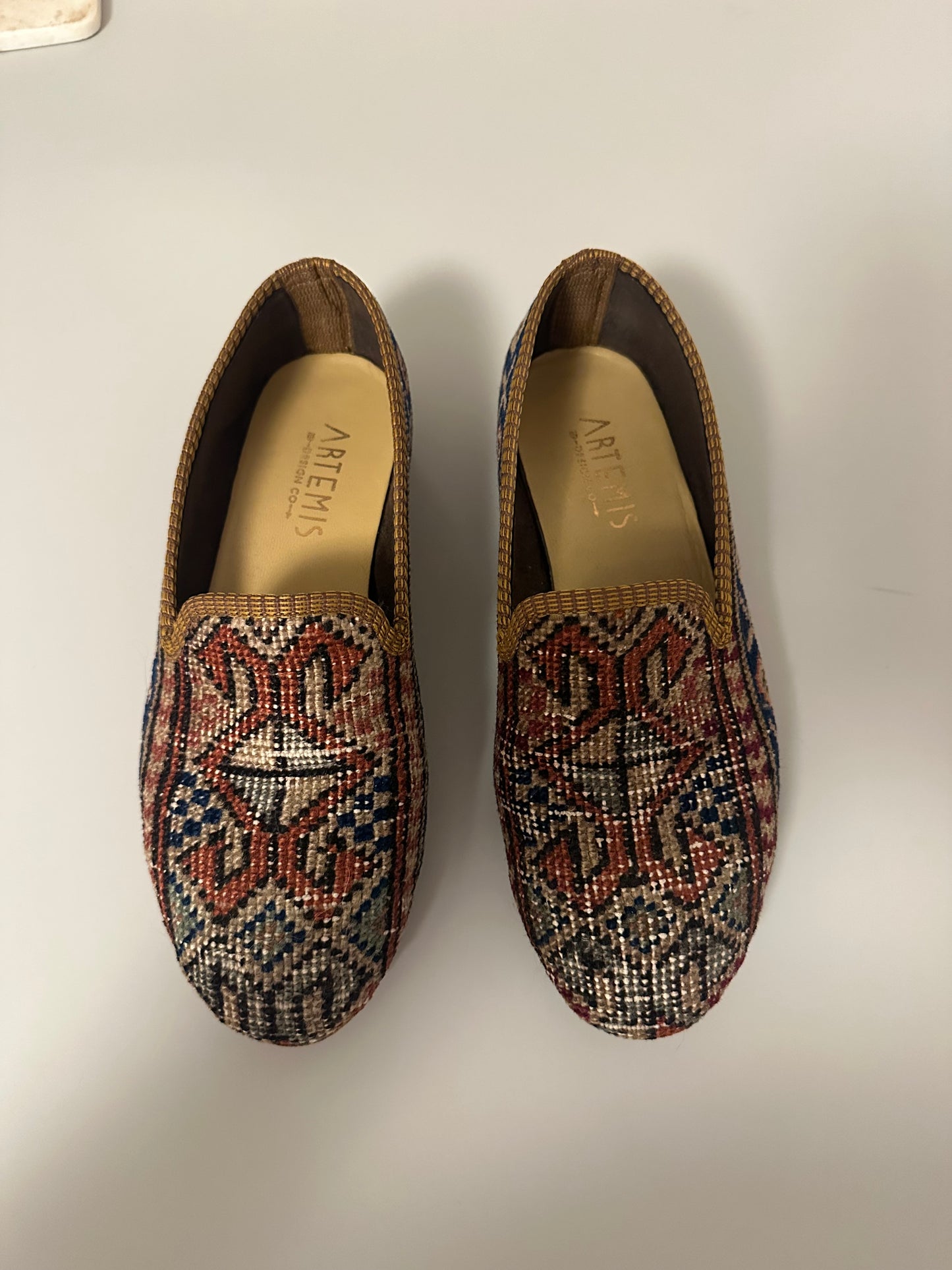 Artemis Design Co. Women's Sumak Kilim Smoking Shoes | Size 7.5