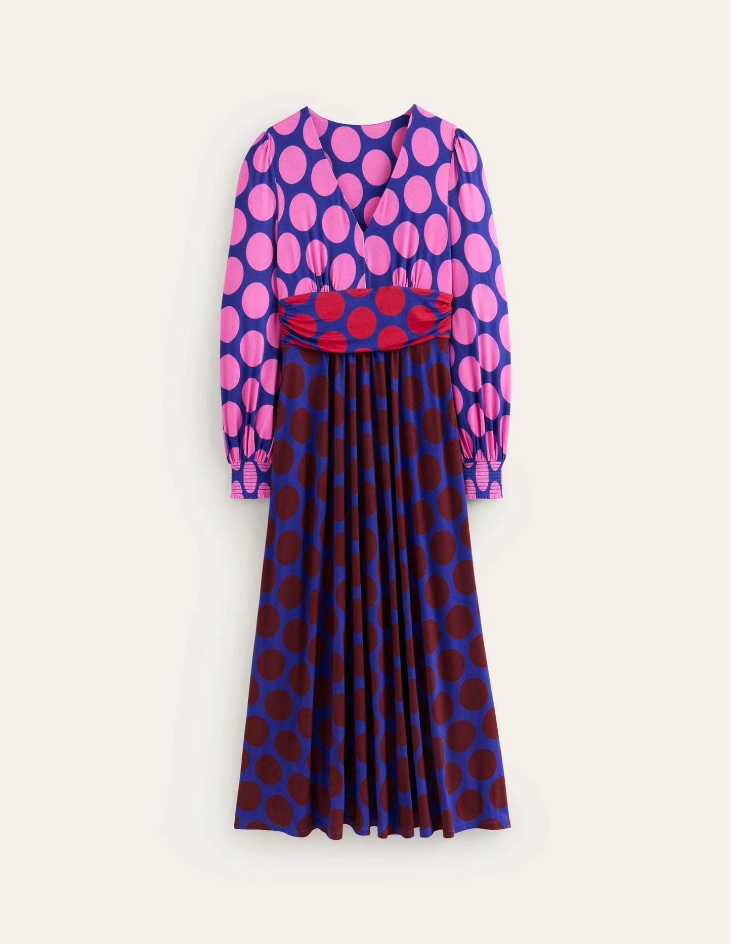 NWT Boden Daphne Jersey Maxi Dress in Pink Tourmaline, Large Spot - Size 8