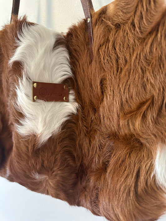 Ma & Pembum Brown & White Cowhide Tote Bag