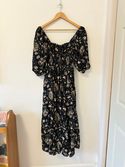 NWT Free People Oasis Printed Midi Dress In Black Combo | Size XS
