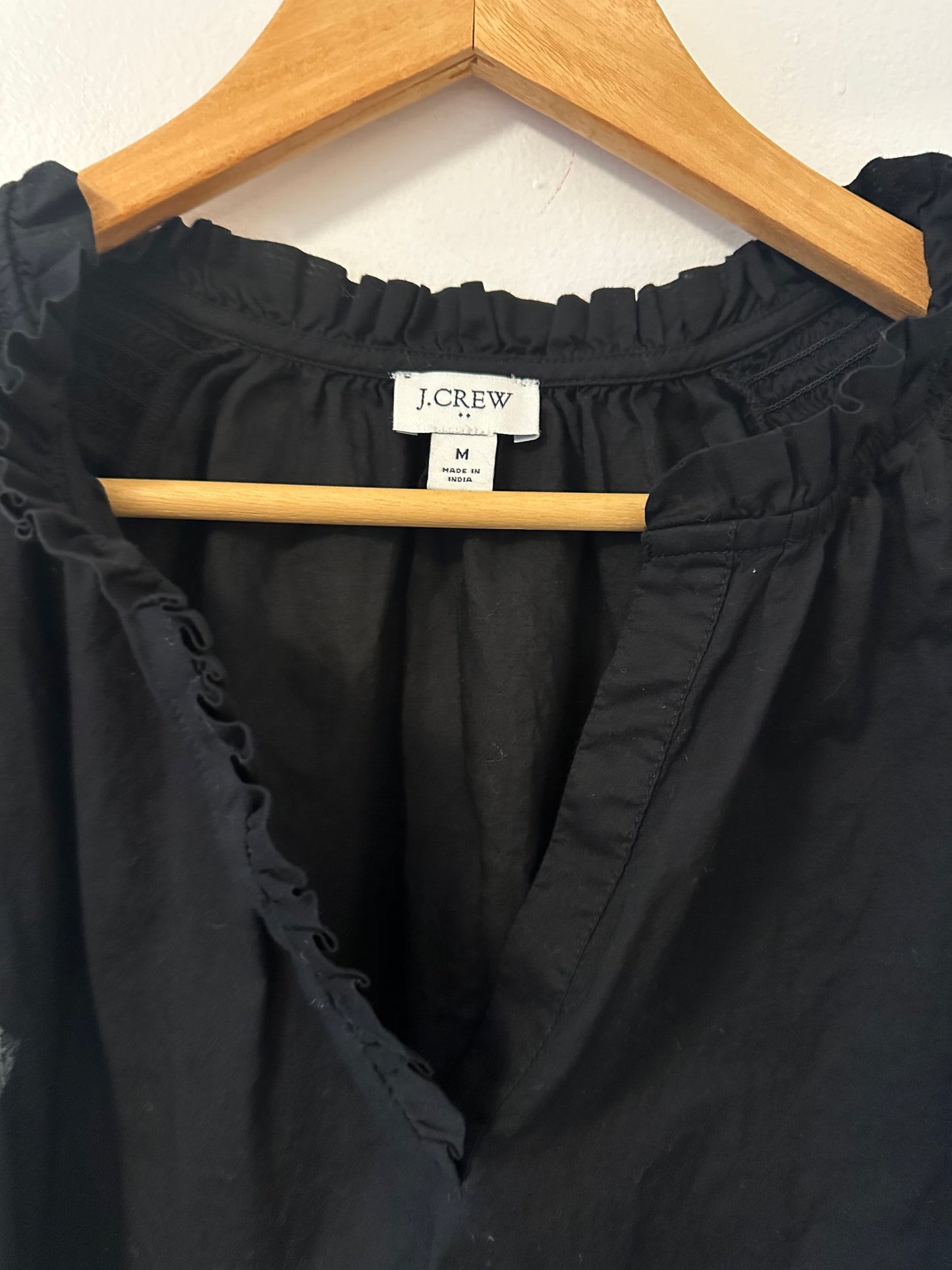 J. Crew Flutter Sleeve Black Women's Cotton Top - Size Medium