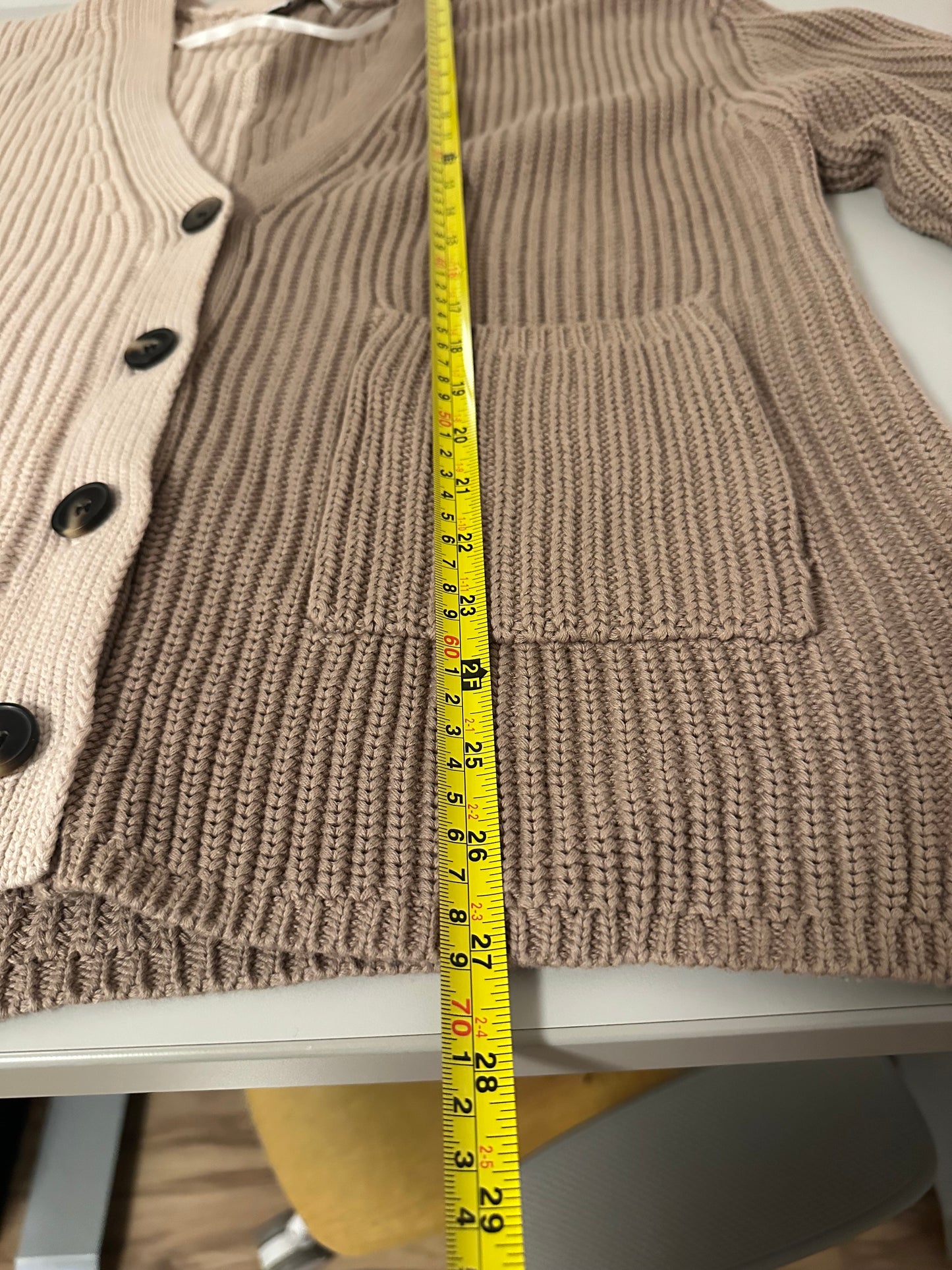 John + Jenn Beige and Tan Women's Colorblock Cotton Cardigan | Size XL