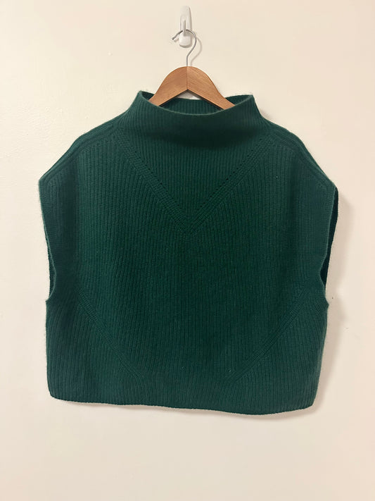 Anthropologie Enzo Oversized Ribbed Cashmere Sweater Vest in Green | Size Small