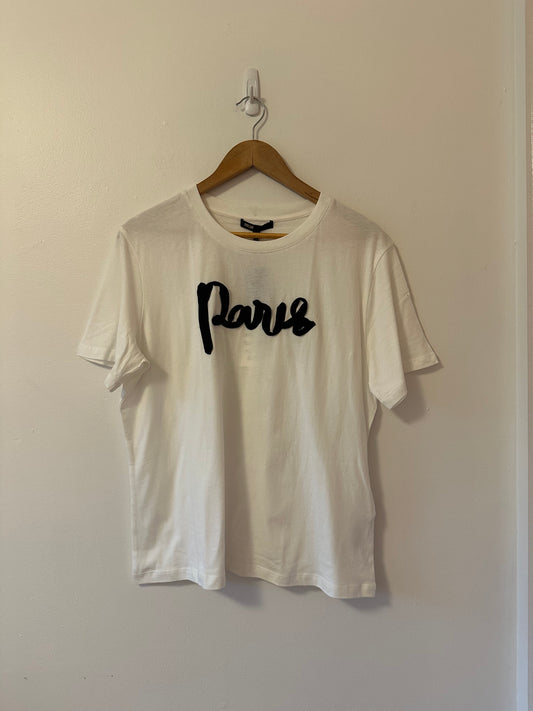 NWT Maje Cotton Short Sleeve Ribbon “Paris” T-Shirt | Size 3 (Large)