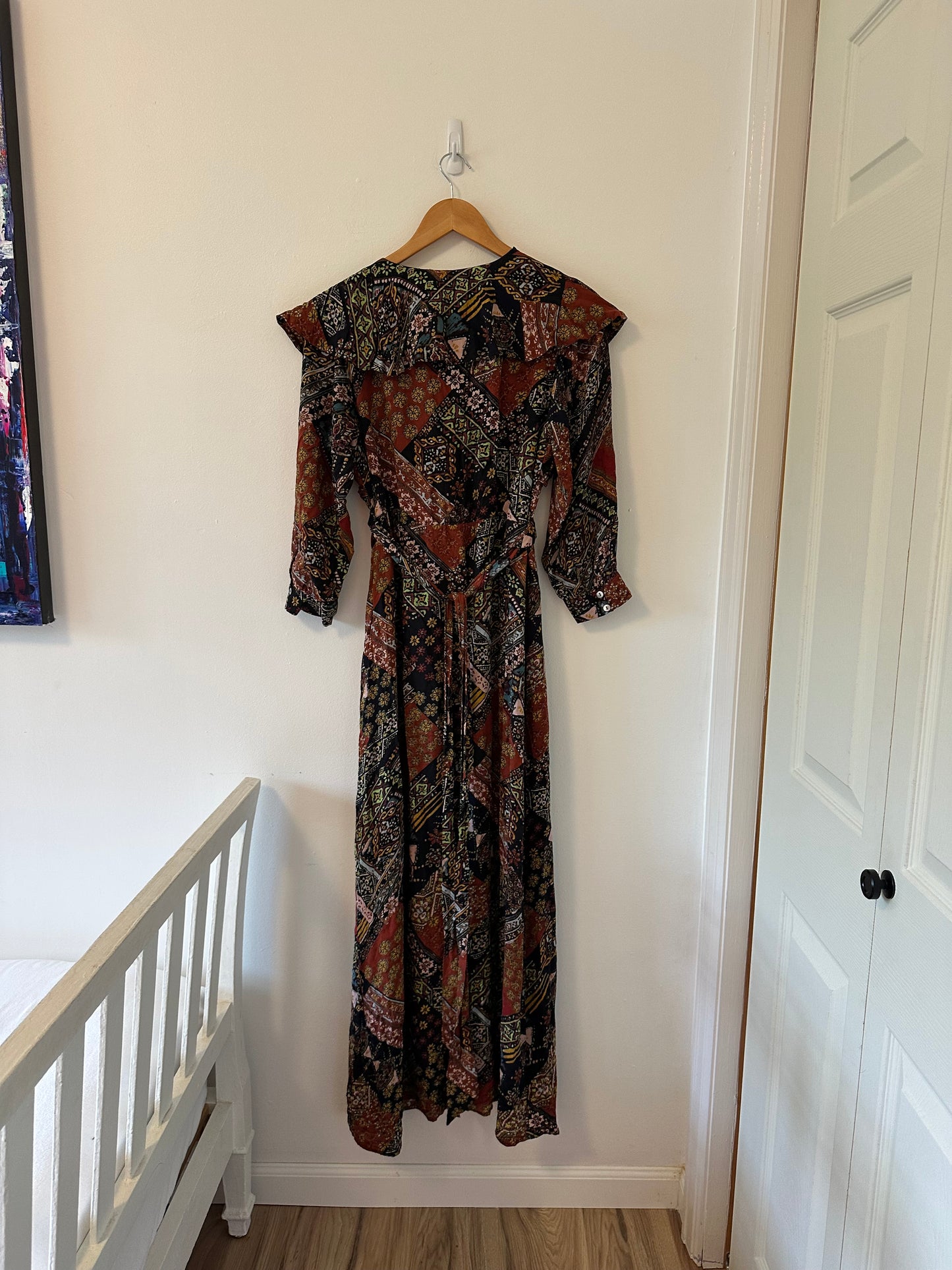 Free People Lennon Multicolor Patchwork Long Sleeve Maxi Dress - Size Medium