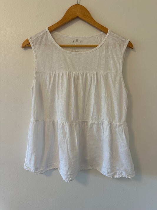 Velvet By Graham & Spencer Vintage Slub Ruffle Muscle Tank Top Size Small