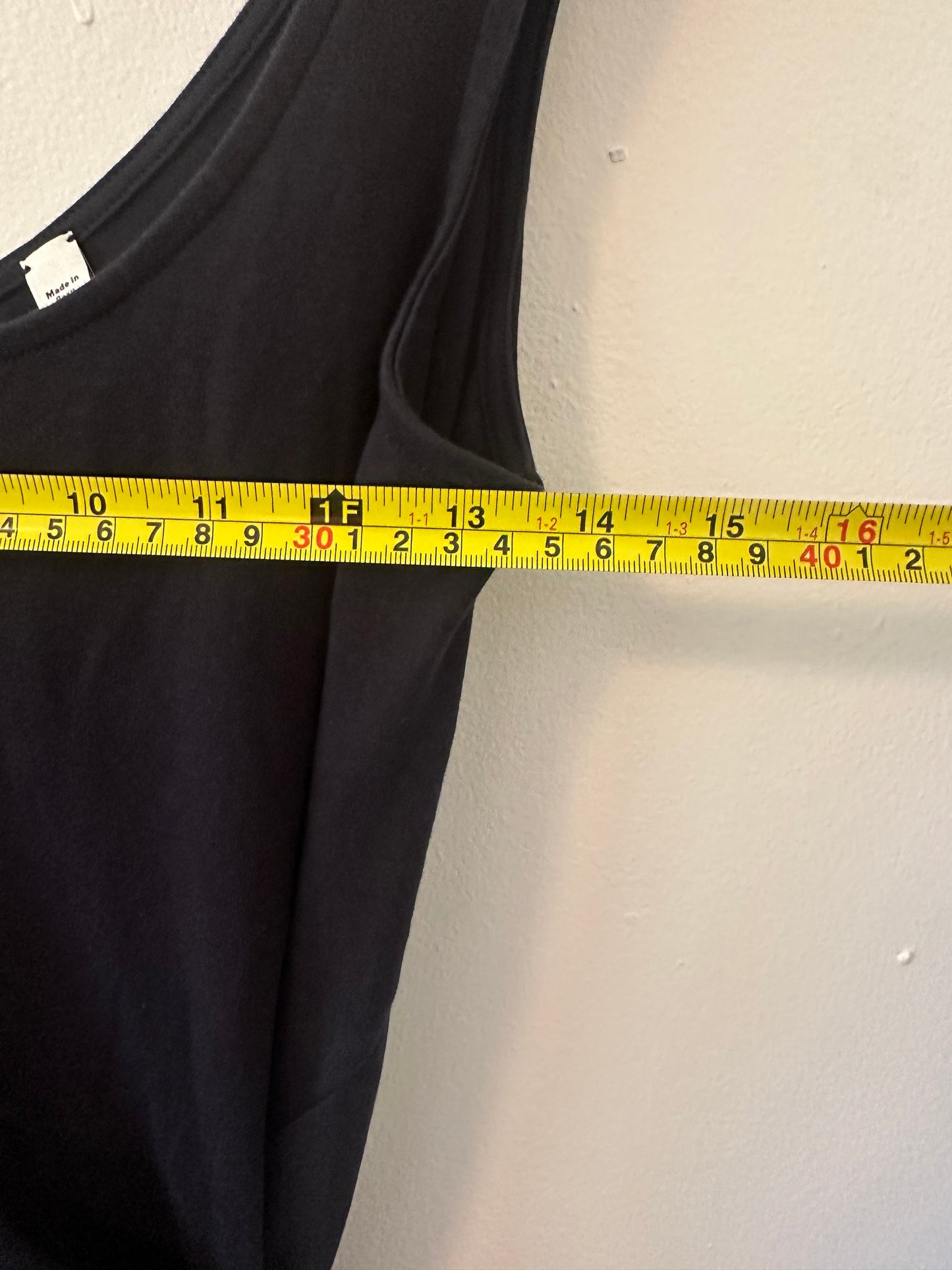 Vince. Tie Waist Cotton Dress Sleeveless Midi Scoop in Black - Size Medium