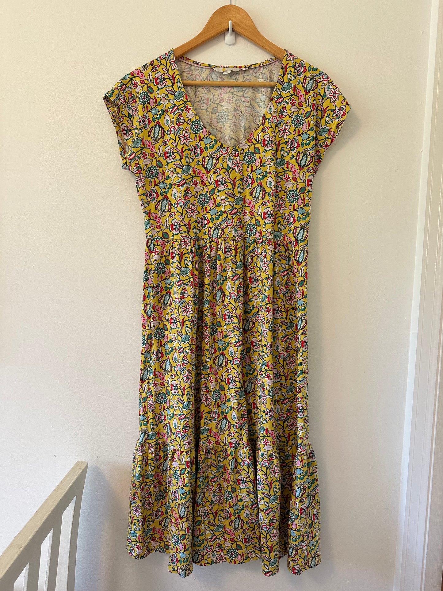 Boden Floral Yellow Floral Dress - Size 8