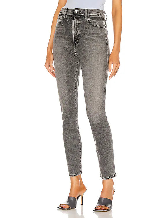 Agolde Pinch Waist High Rise Charcoal Skinny Jeans in Interlude - Size 24