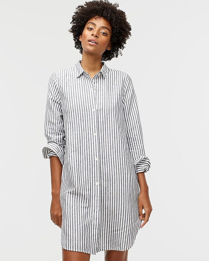 J. Crew Classic-fit Beach Shirt in Striped Linen-Cotton Blend - Size Small