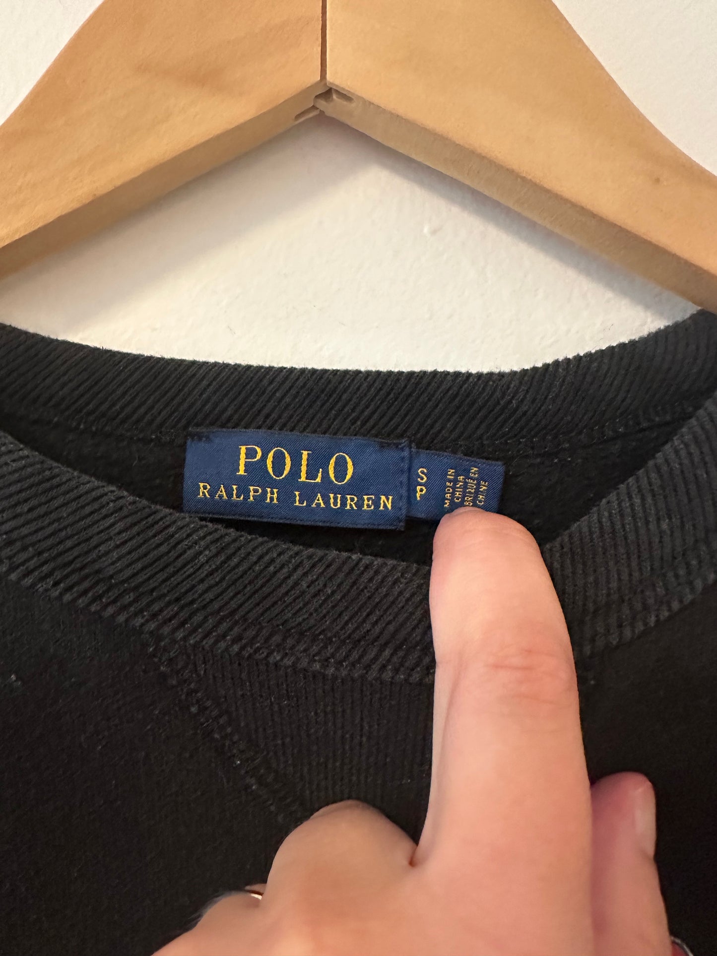 Ralph Lauren Black Sweatshirt with Skiing Polo Bear Size Small
