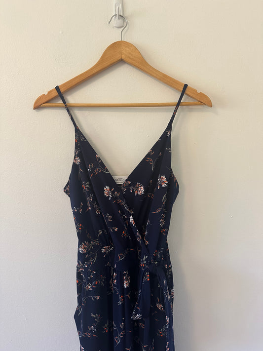 Kaileigh Navy Floral Spaghetti Strap Jumpsuit | Size Small