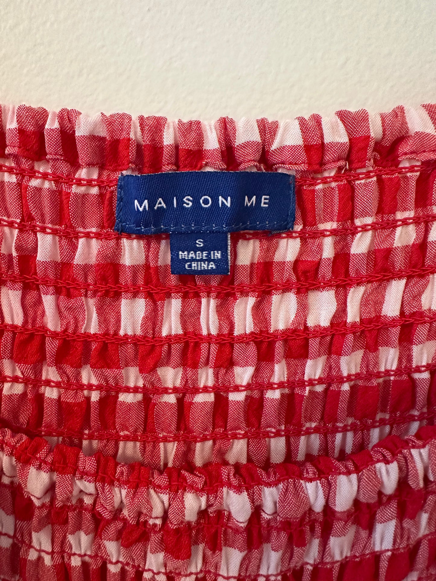 Maison Me Brooklyn Dress in Vintage Pink and Paprika Gingham - Size Small