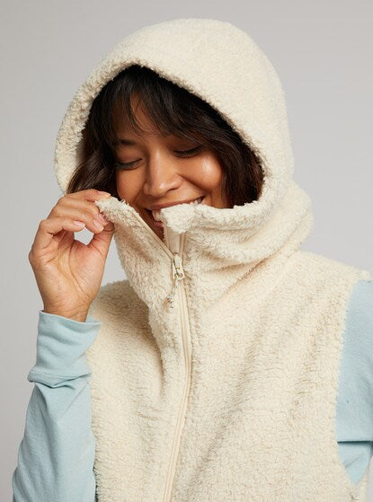 NWT Burton Minxy Hooded Vest in Crème Brûlée Sherpa - Size Small