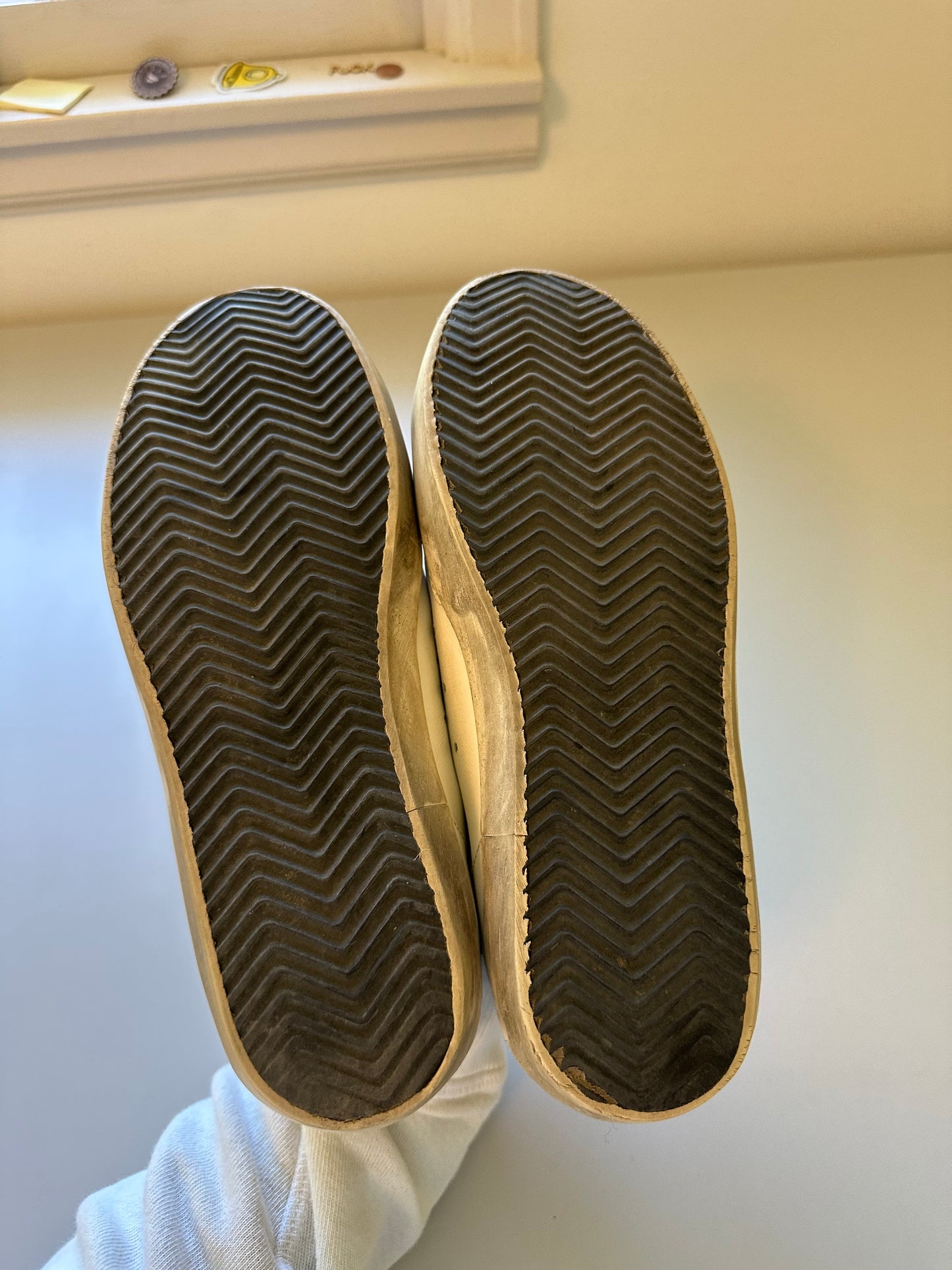 Golden Goose Super-Star Sneakers with a Star and Black Glitter Heel | Size 39