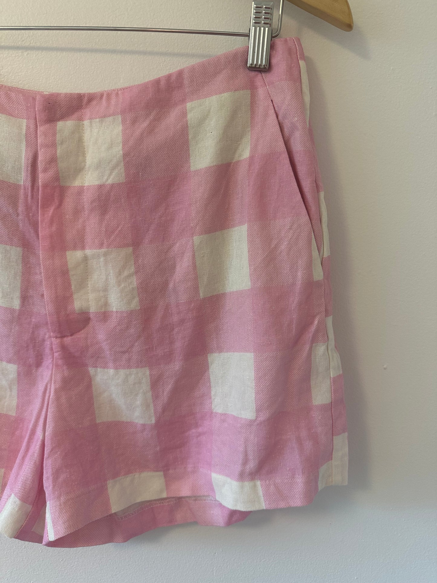 Sanctuary New Sunday Shorts in Pink and White Check - Size 28