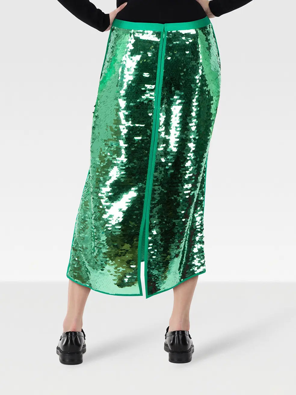Weekend Max Mara Udine Sequin Jersey Pencil Skirt in Green | Size Large