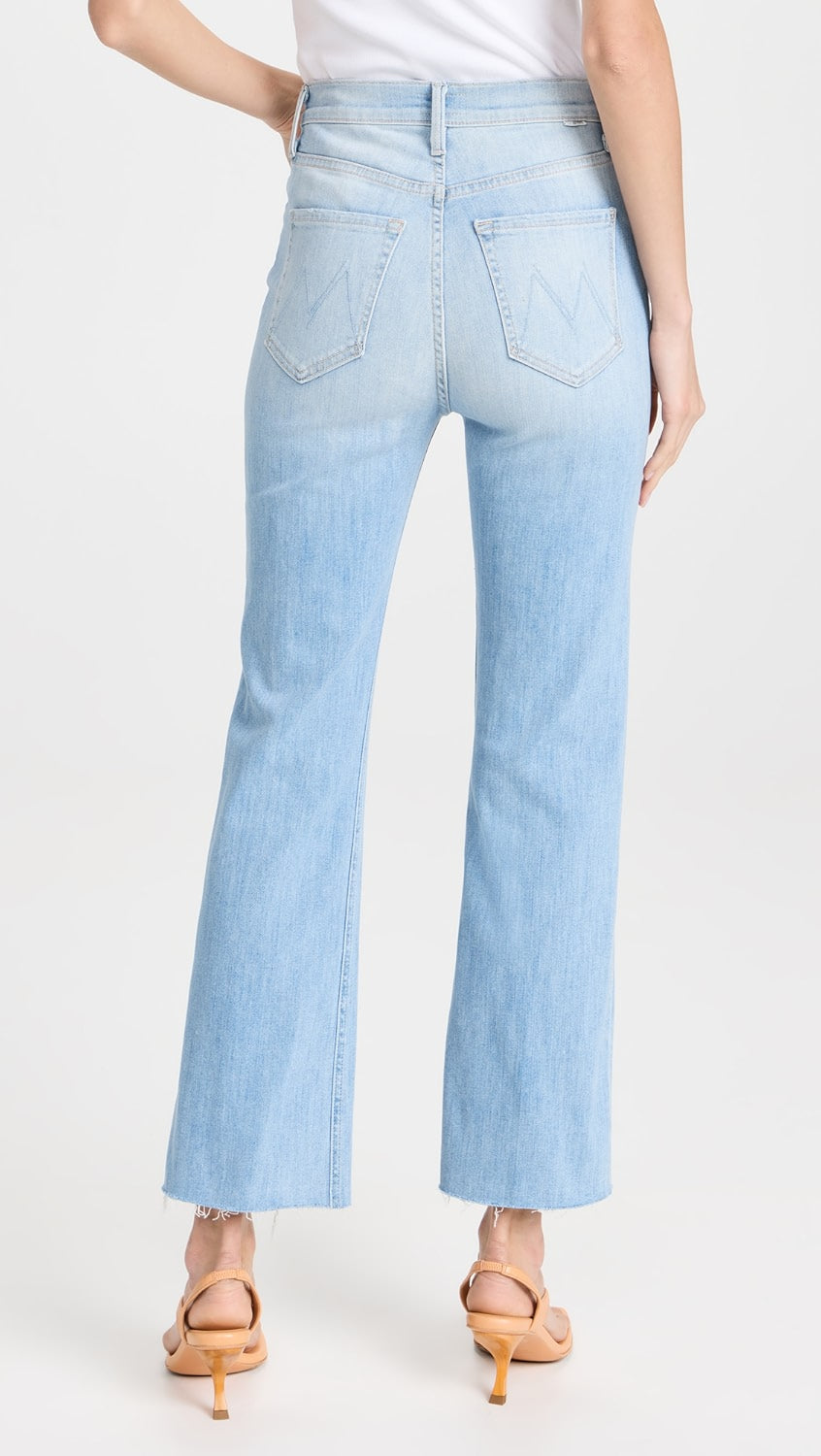 MOTHER The Tripper Ankle Fray Blue Flare Jeans in Island Time - Size 24