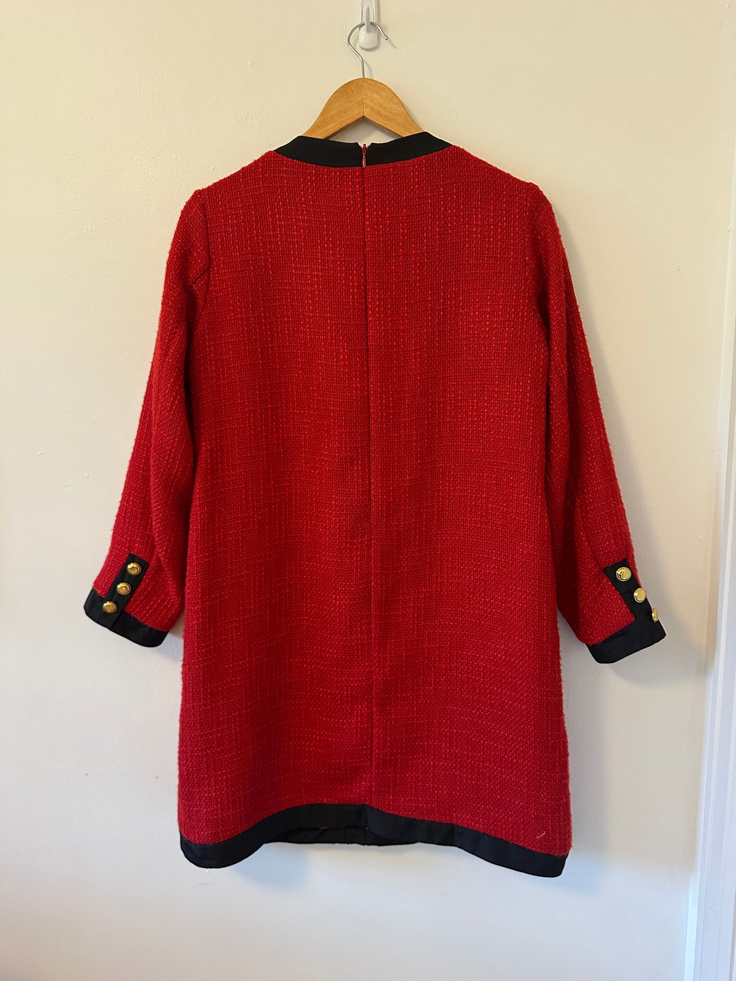 Tuckernuck Pomander Place - Red Tweed Coco Bow Detail Dress | Size Medium