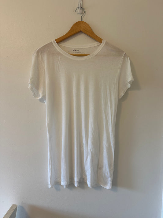 Vince White Pima Cotton and Modal Short Sleeve T-Shirt - Size Large