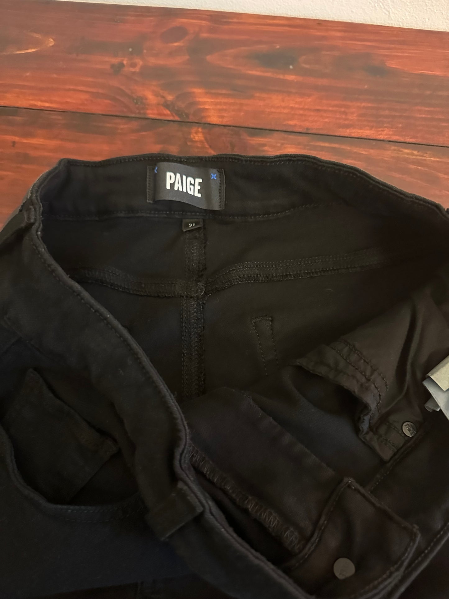 Paige Anessa High Rise Cropped Wide Leg Jeans in Black - Size 31