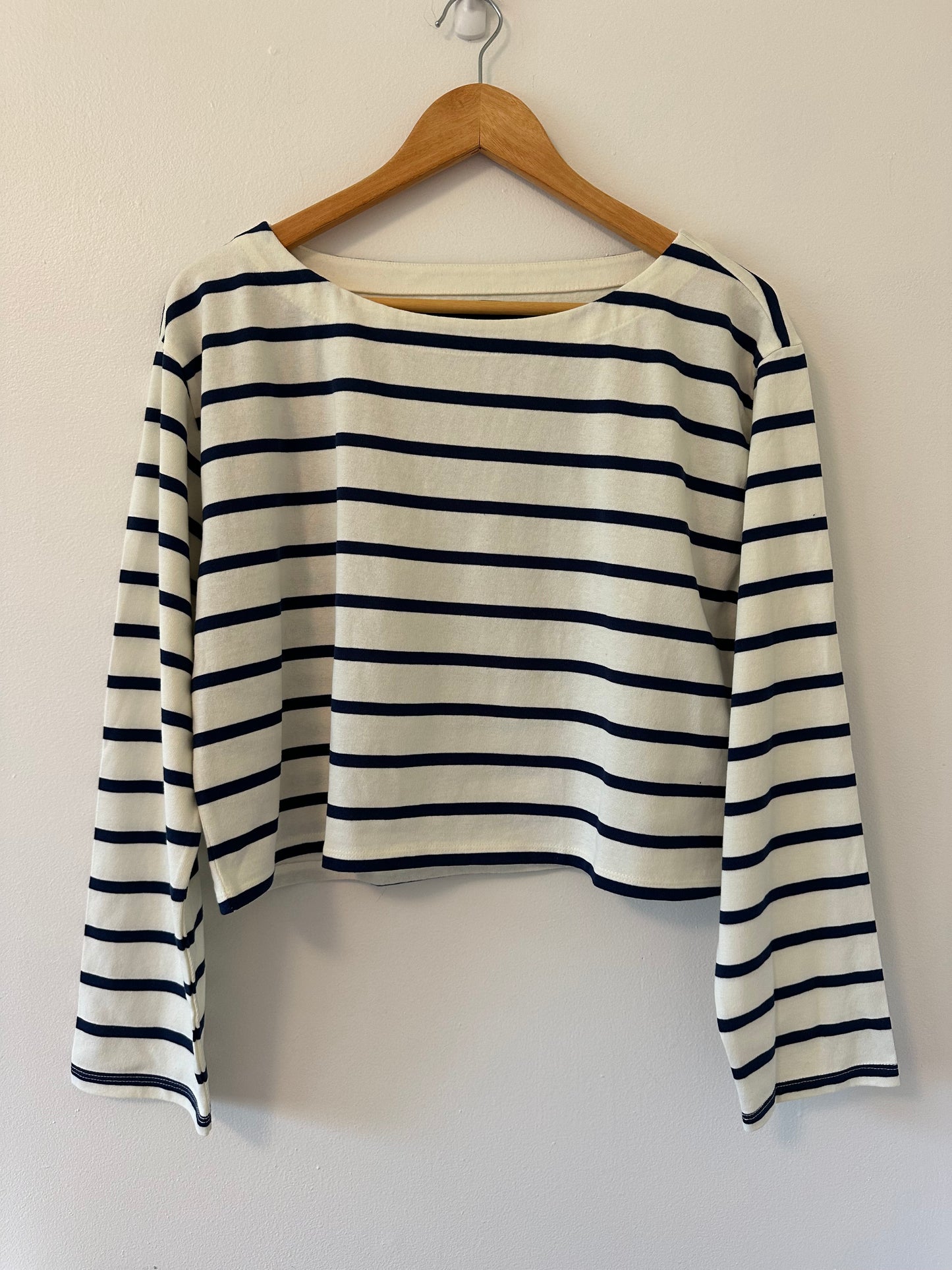 J. Crew Striped Navy and White Women's Top Size Medium