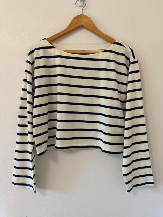 J. Crew Striped Navy and White Women's Top Size Medium