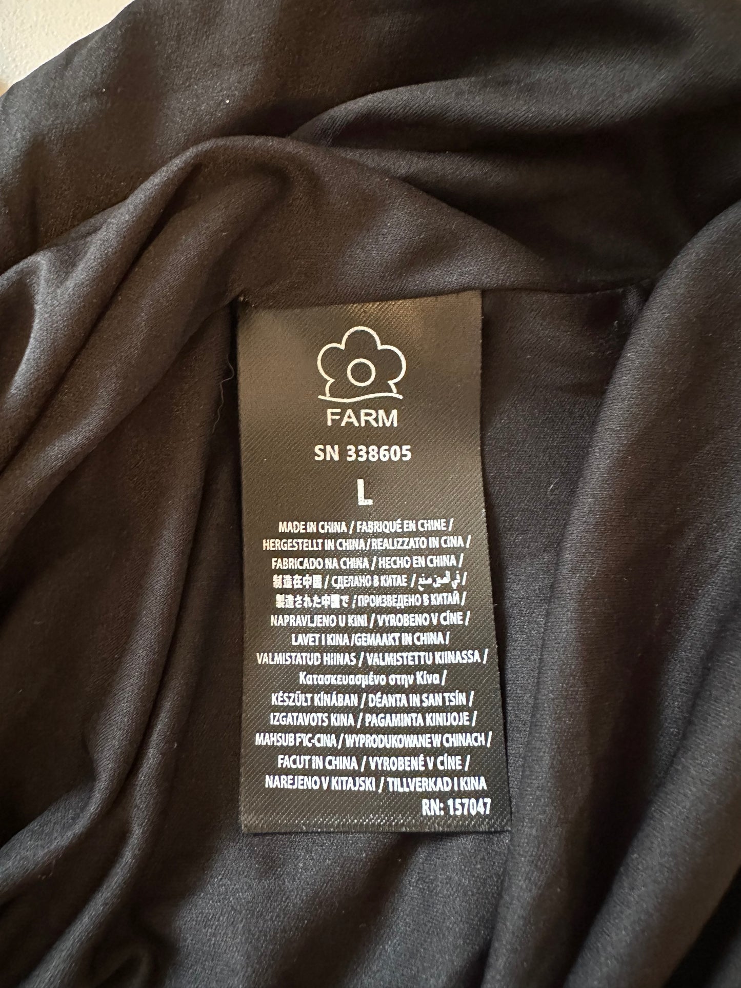 NWT FARM Rio Golden Foliage Long Sleeve Tulle Midi Dress in Black | Size Large