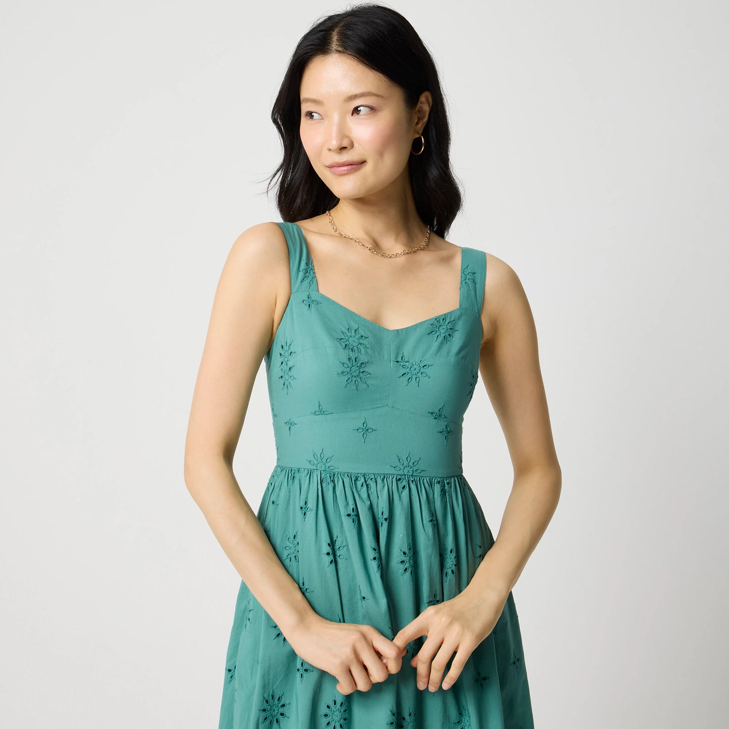 J. Crew Eyelet Midi Dress in Teal - Size 6