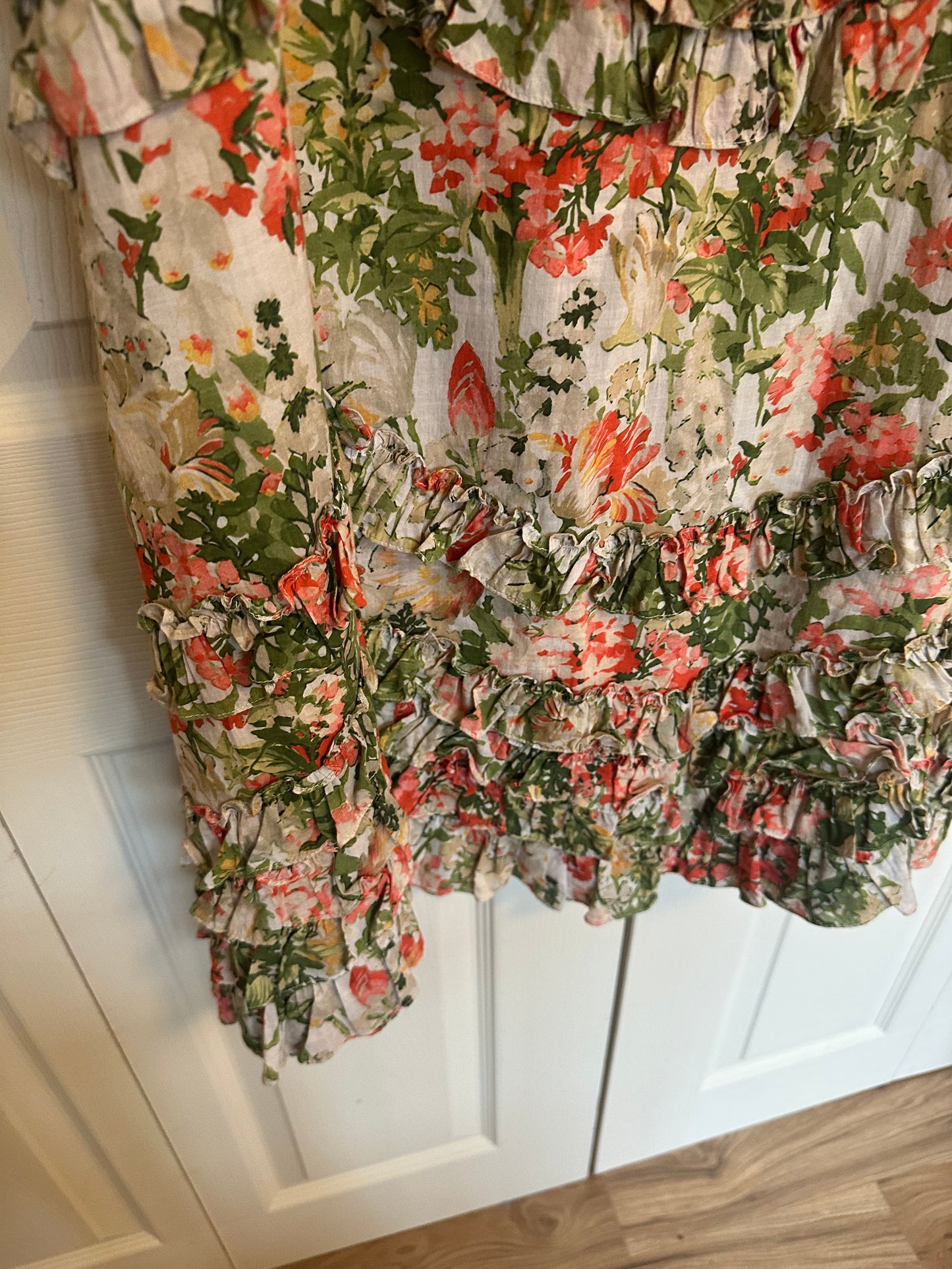 Mac Duggal Floral Long Sleeve Ruffle Detail Off-Shoulder Dress - Size 10