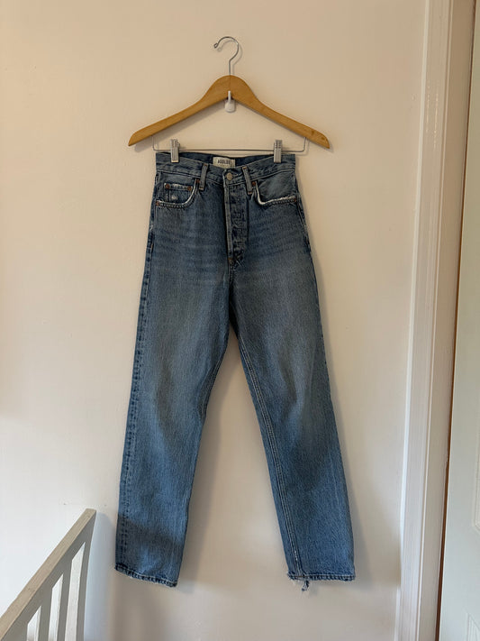 Agolde Classic Blue Denim 90s Pinch Waist Jeans - Size 24