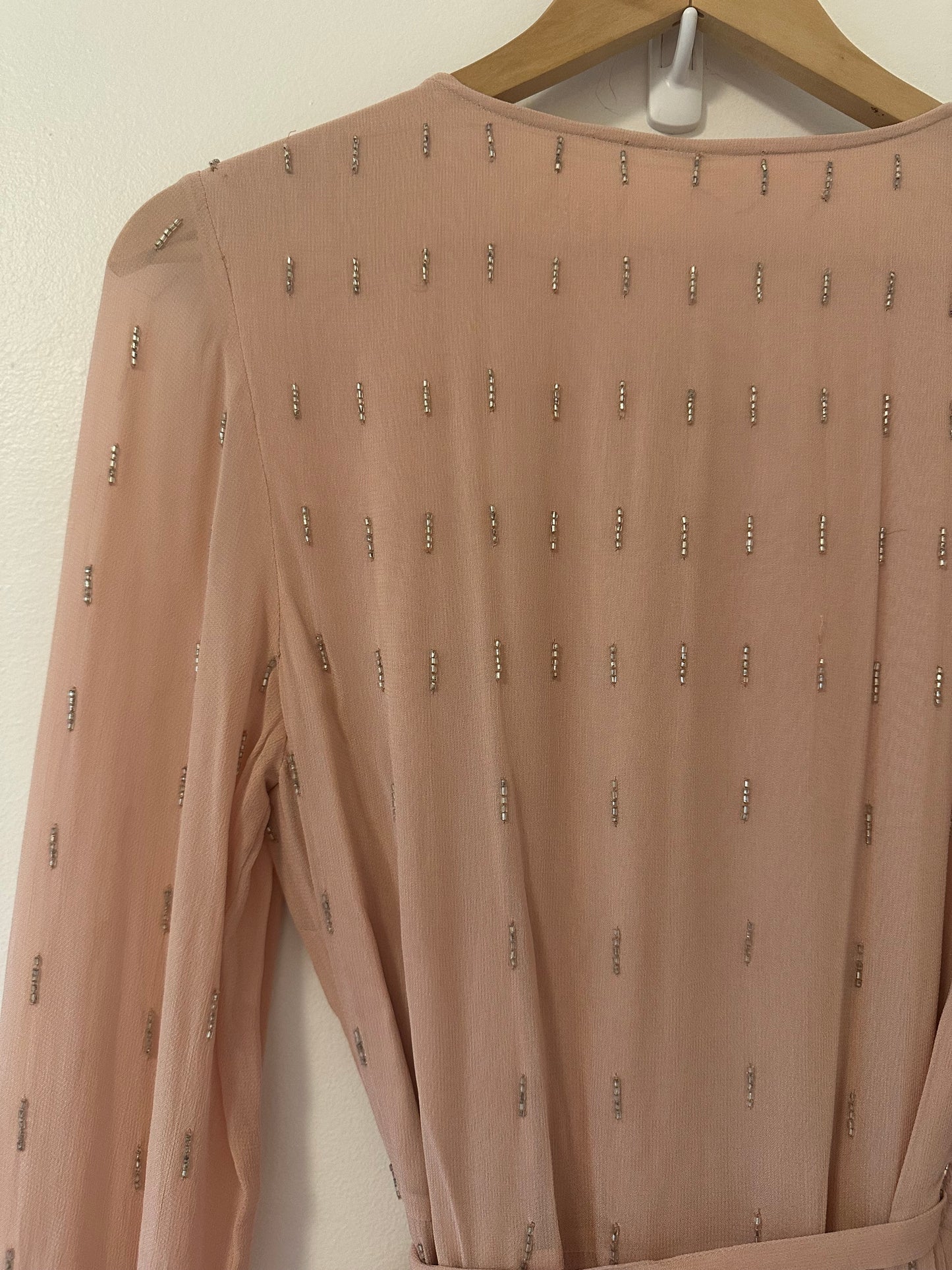 NWT Chan Luu Embellished Blush Pink Wrap Dress Size Medium