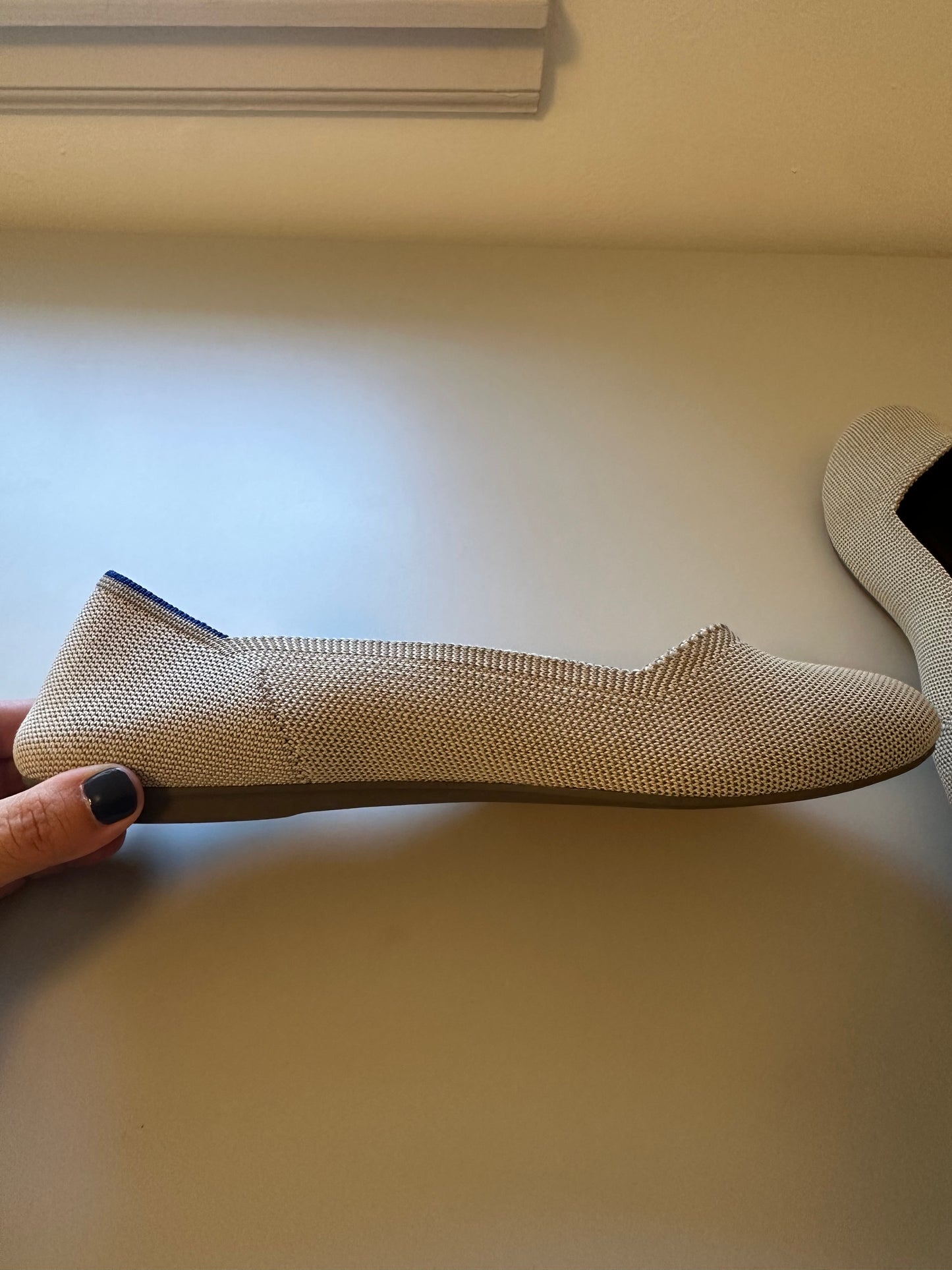 Rothy's The Flat Round Toe Birdseye Cream Flats in Flax | Size 10.5