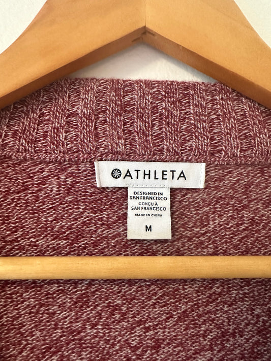 Athleta Vital V-Neck Tunic Sweater in Marled Red - Size Medium
