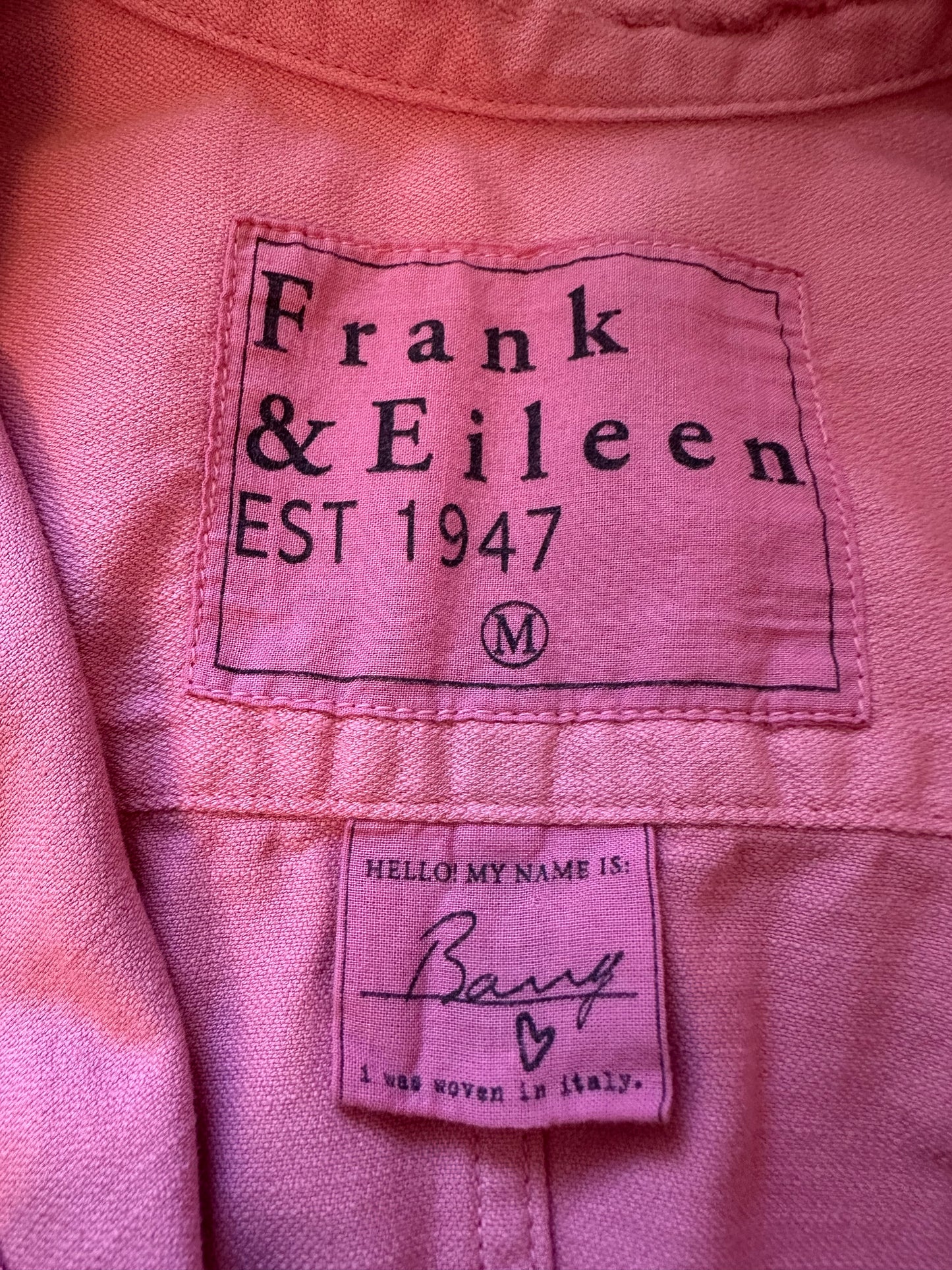 Frank & Eileen Pink Relaxed Fit Button Down Shirt | Size Medium