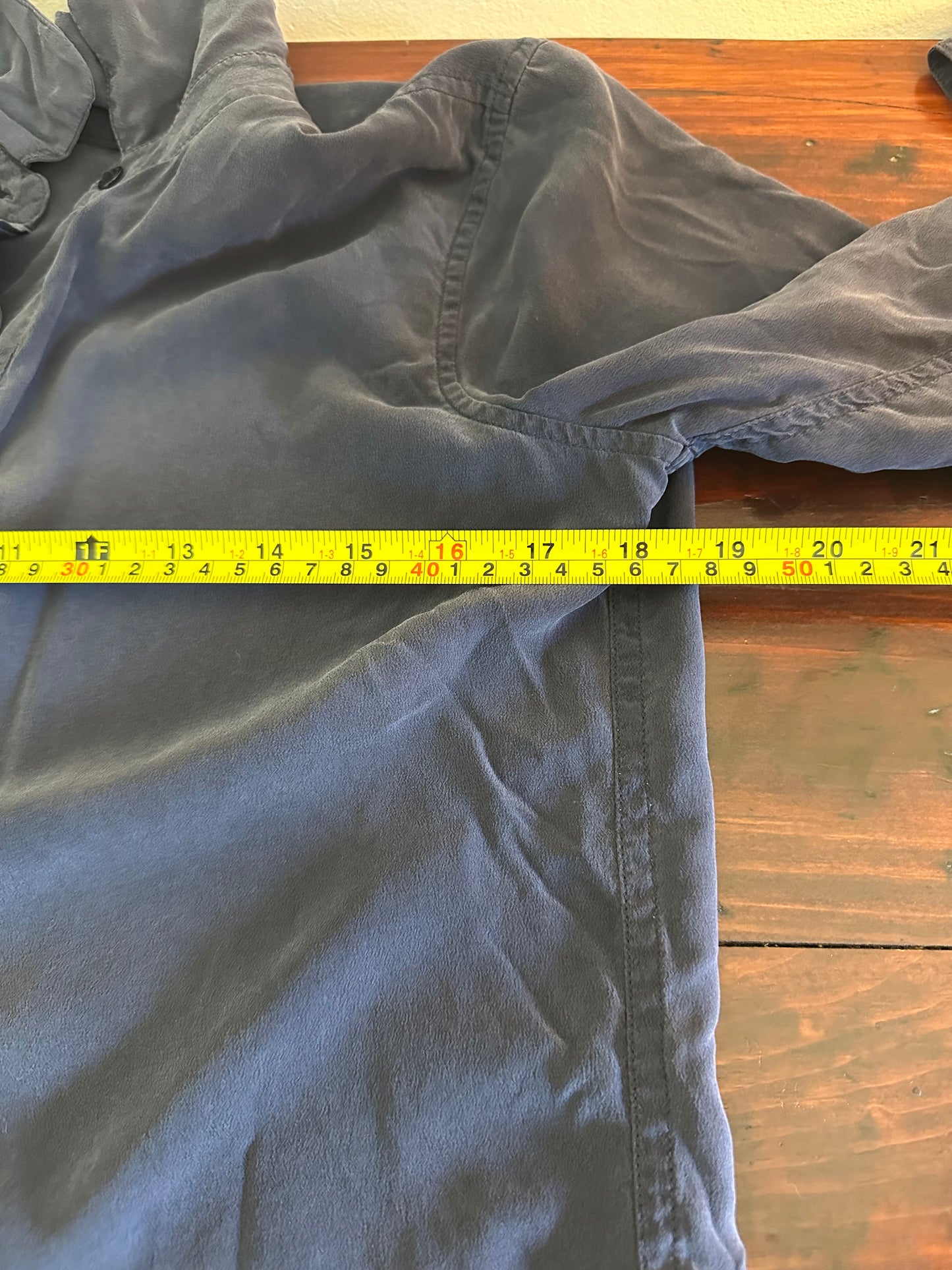 Everlane Dark Blue Butterlight Silk Button-Up Shirt - Size Small