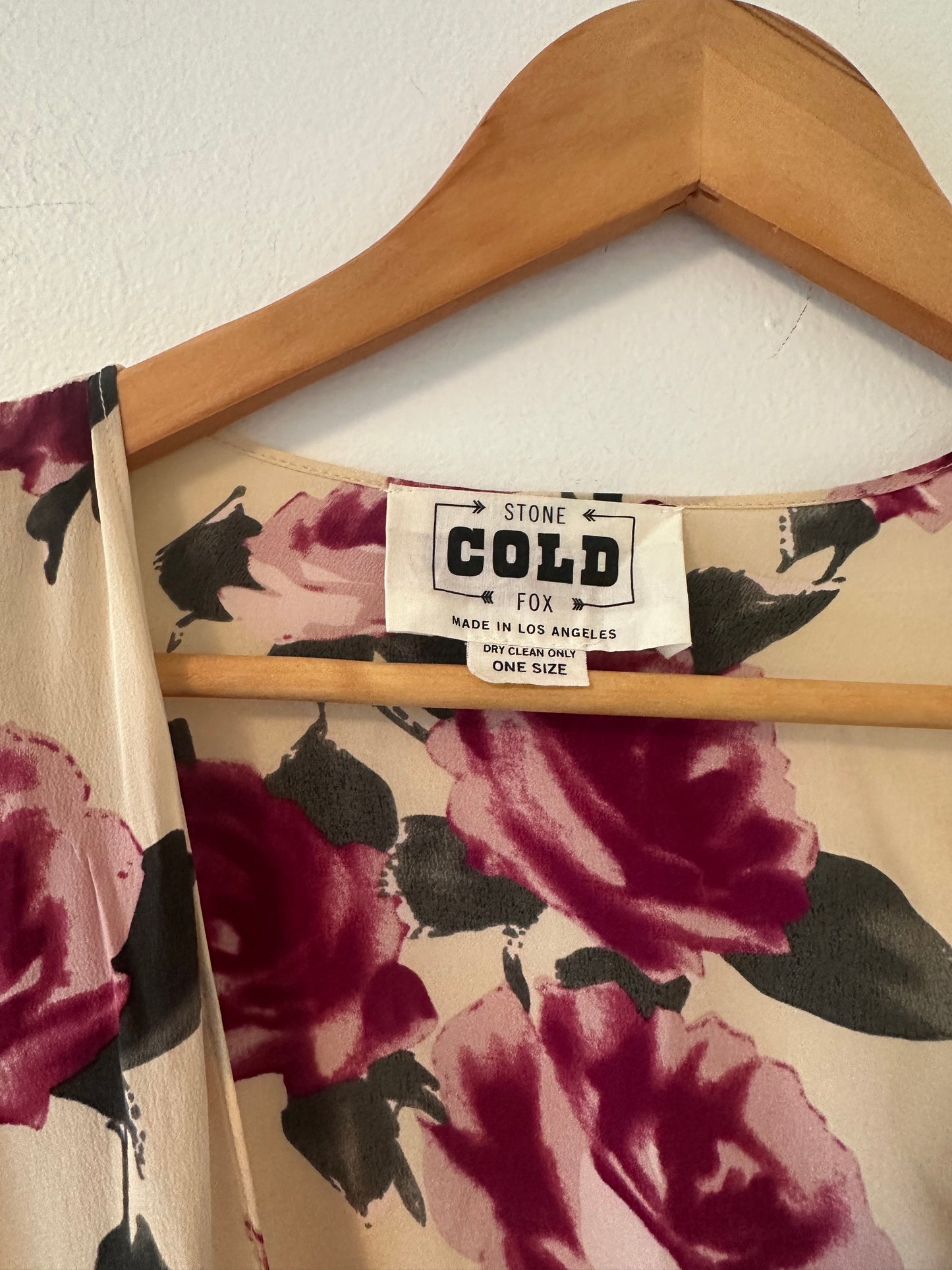 Stone Cold Fox Rose Garden Silk Robe with Lace Sleeves