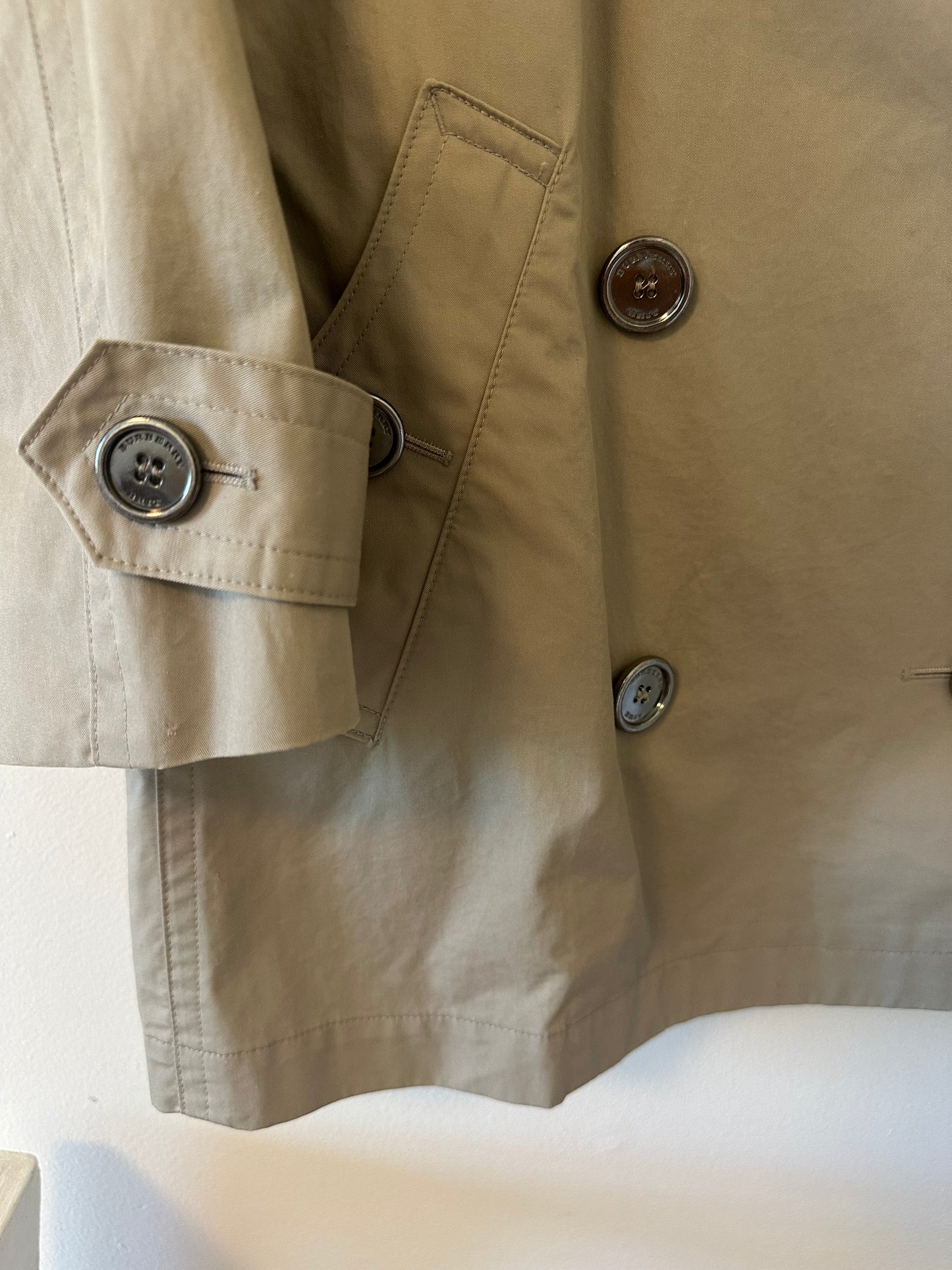 Burberry Brit Classic Tan Double-Breasted Cotton Women's Trench Coat Size 8