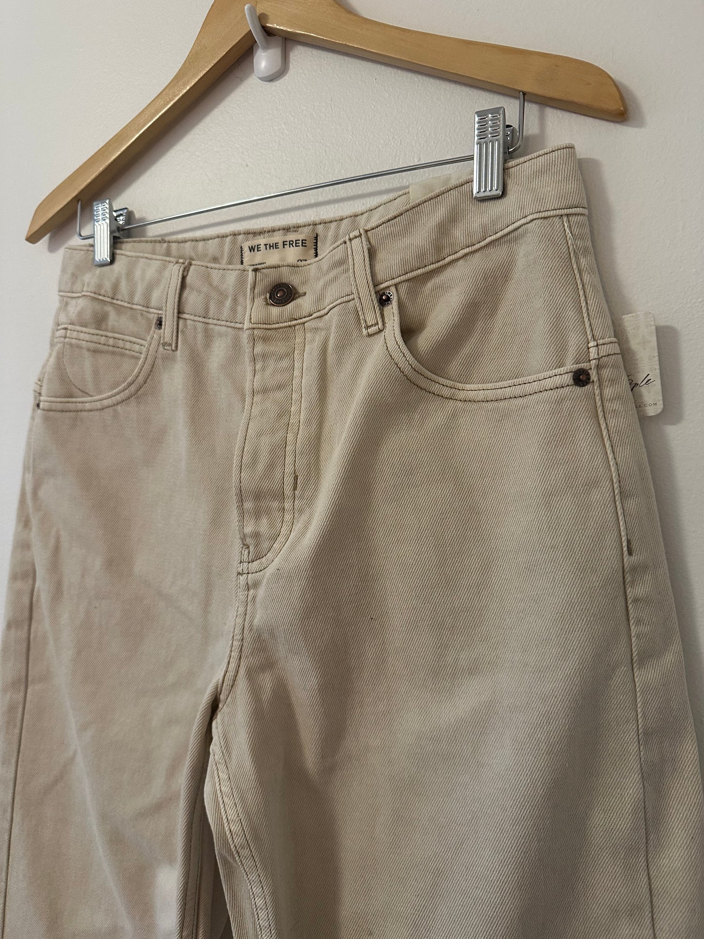 NWT We The Free Deep Trance Dropped Boyfriend Jeans in Casual Khaki | Size 27