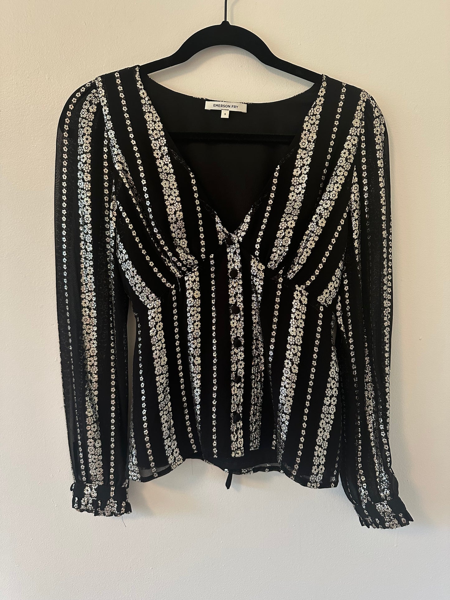 Emerson Fry Juney 2 Blouse in Viscose Black Lurex - Size Small